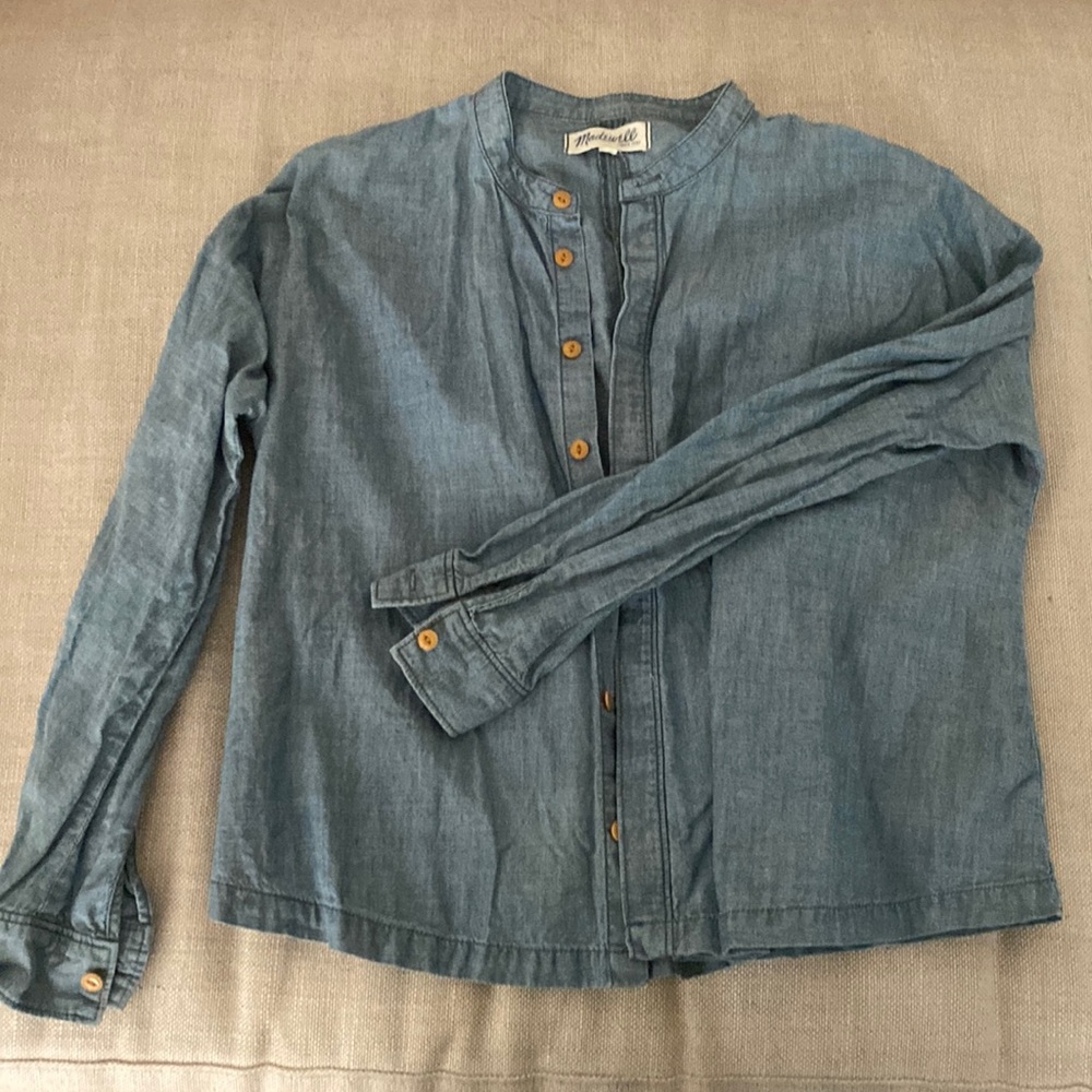Madewell denim mao-collar shirt